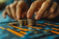 Foto: Hand und Münzstapel